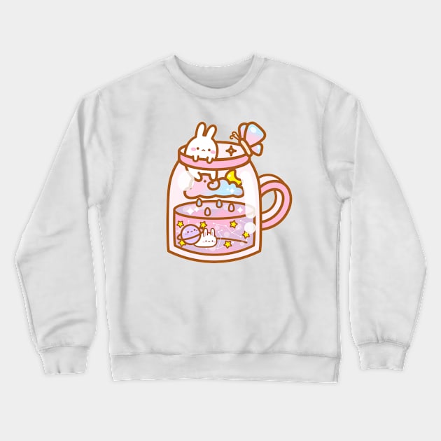 Bunny in Galaxy Tea Crewneck Sweatshirt by verciata